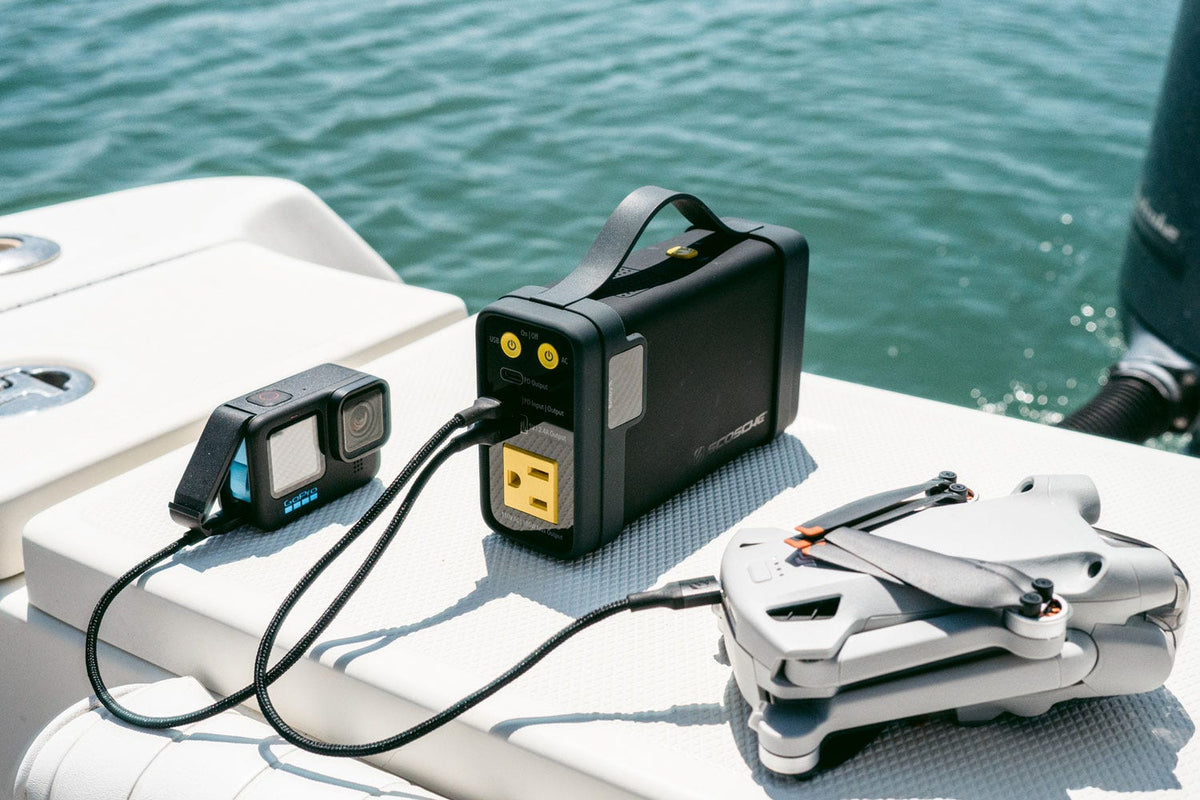 GoPro camera and game charging via Scosche portable power station