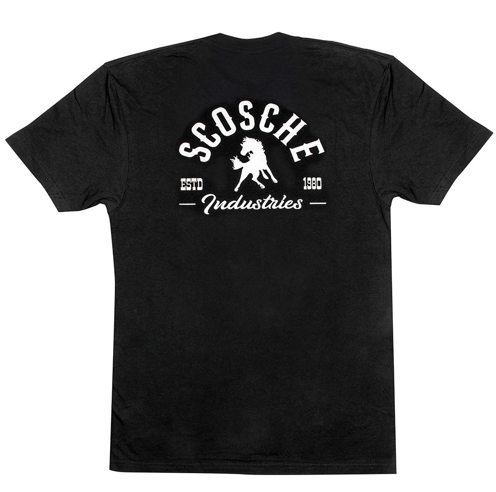 back view of Scosche Men's Tee with Bronco Logo