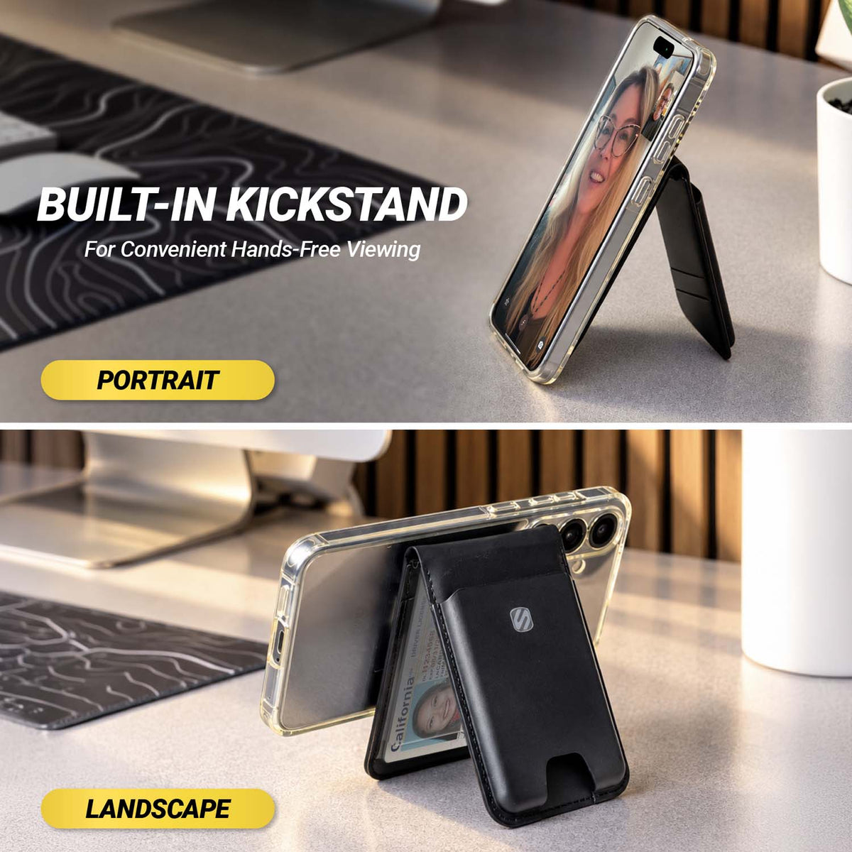 Built in kickstand for convenient hands-free viewing - portrait, landscape