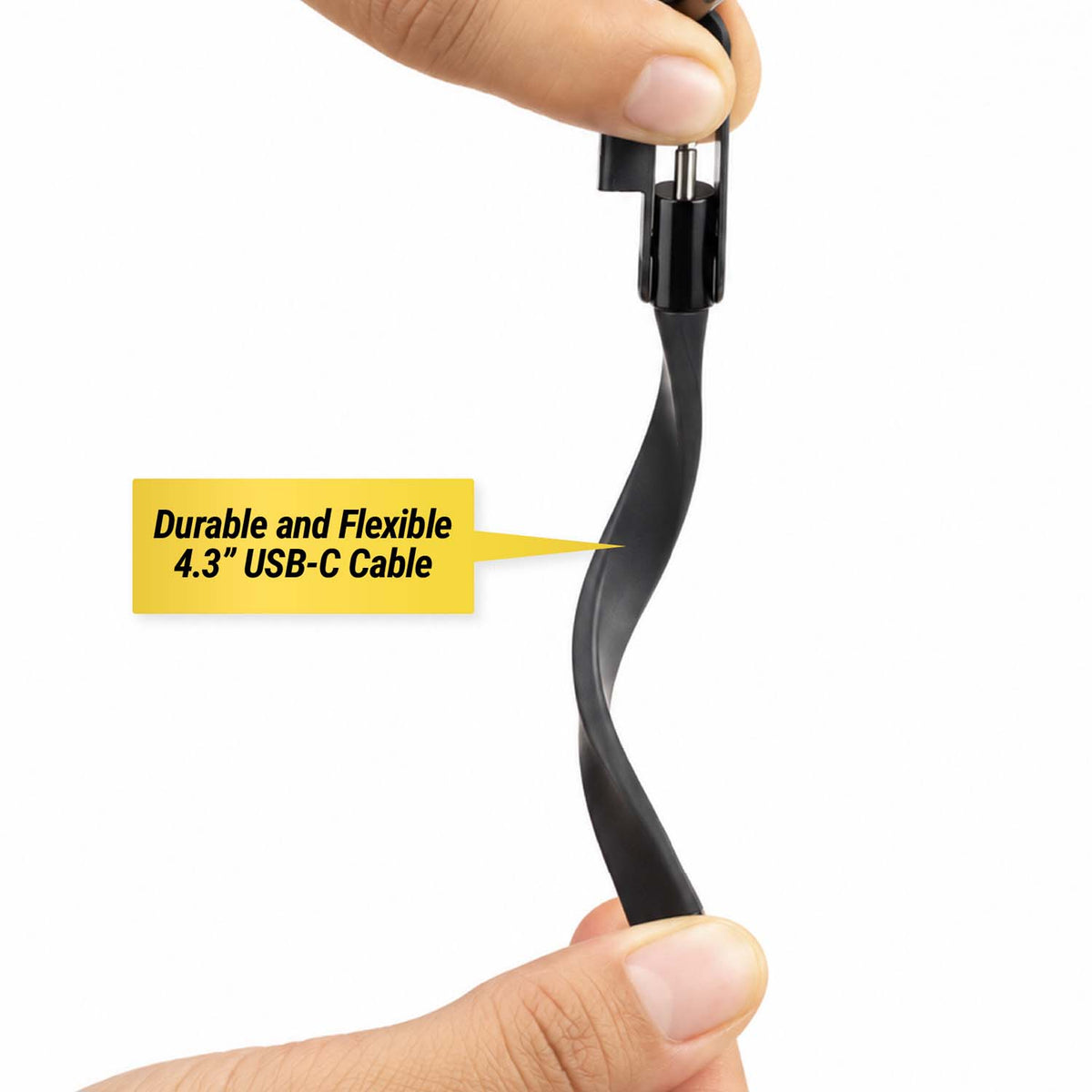 Durable and flexible 4.3" USB-C cable.