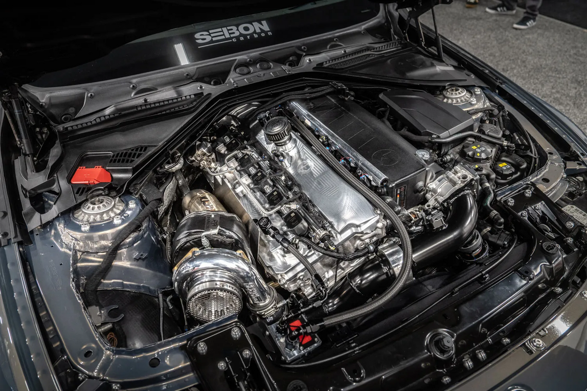 Heavily modified engine in BMW show vehicle