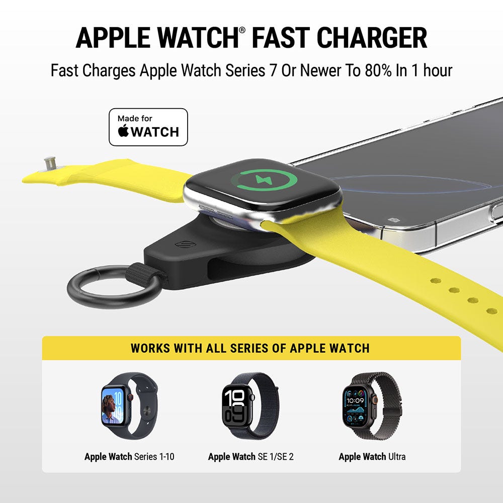 Apple Watch Fast Charger. Fast charges Apple Watch Series 7 or newer to 80% in 1 hour. Works with all series of Apple Watch.: Apple Watch Series 1-10 Apple Watch SE 1/SE 2 Apple Watch Ultra