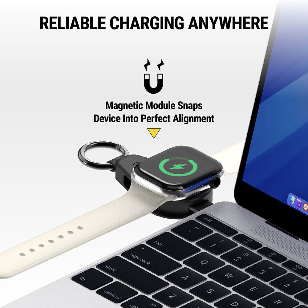 Reliable charging anywhere. Magnetic module snaps device into perfect alignment.