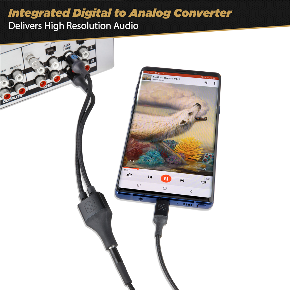4-ft. Braided Audio Cable & RCA Adapter