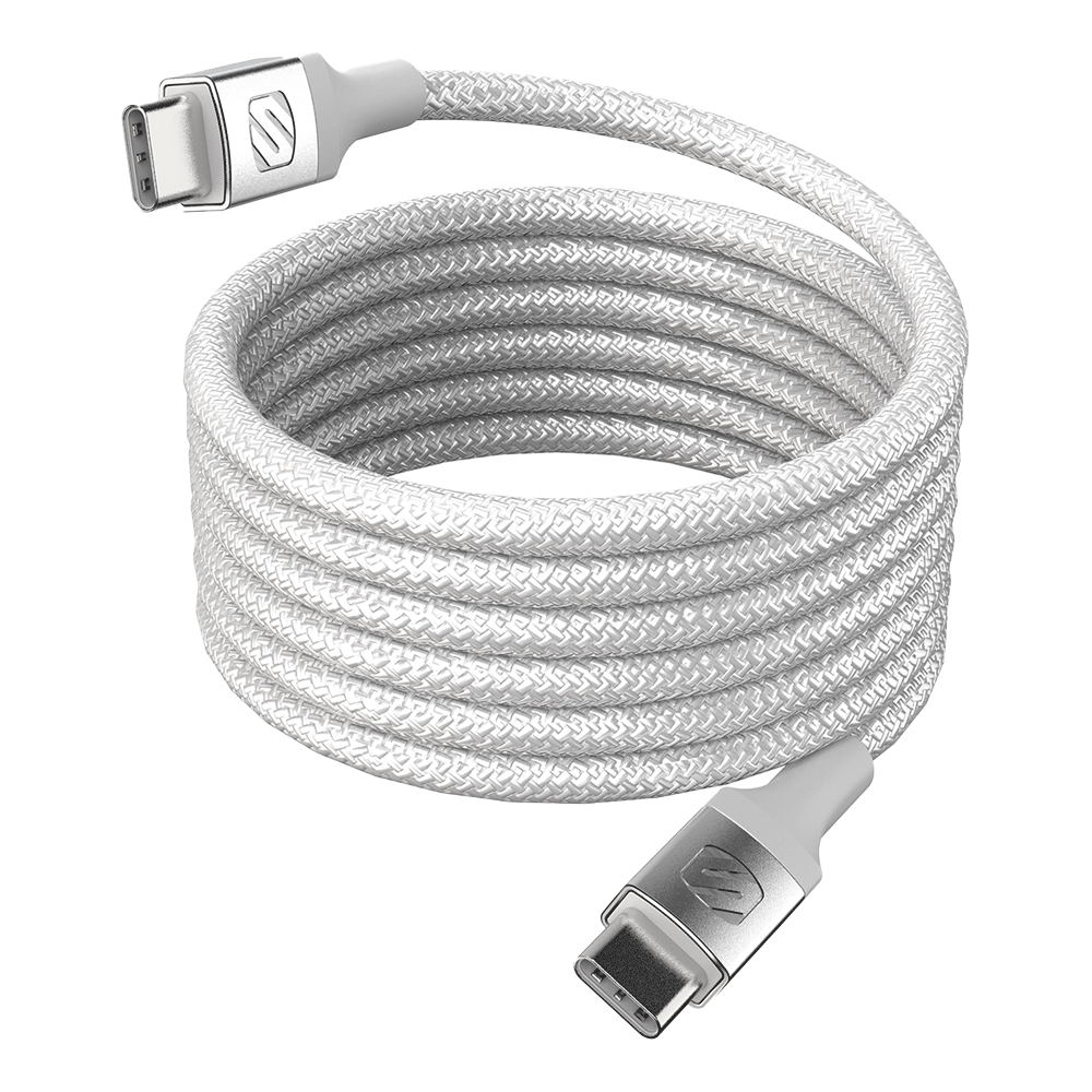 USB-C to USB-C 60Watt 6 Ft. Magnetic Braided Charging Cable White