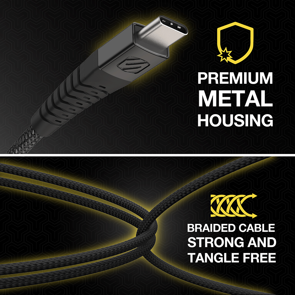 Premium metal housing. Braided cable strong and tangle free.
