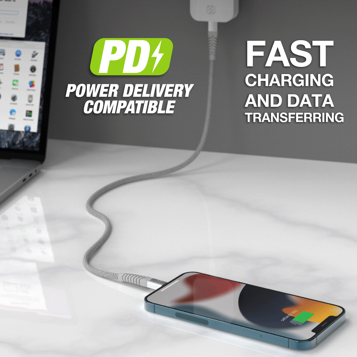 Power delivery compatible. Fast charging and data transferring.