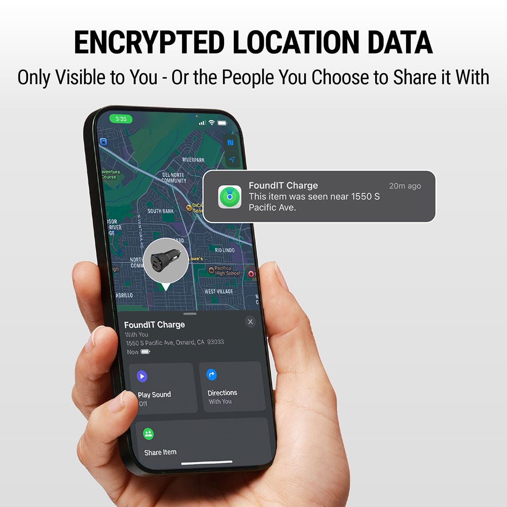 Encrypted location data. Only visible to you or the people you choose to share it with.