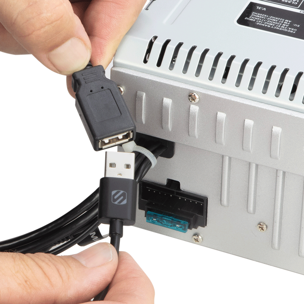 USB-A cable being plugged into a female USB-A connector
