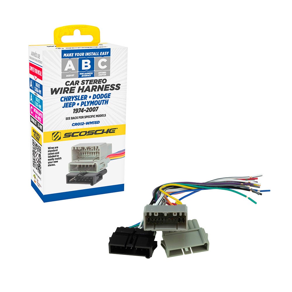 Scosche Wiring Harness Compatible with Select 1974-2010 Non Amp Chrysler/Dodge/Jeep/Plymouth CR012-WM1SD