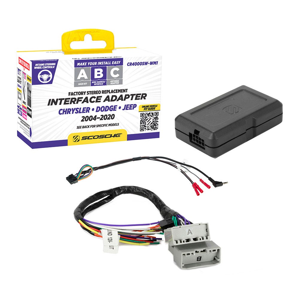 Scosche Wiring Harness Compatible with Select 2004-2020 Chrysler Dodge & Jeep CR4000SW-WM1
