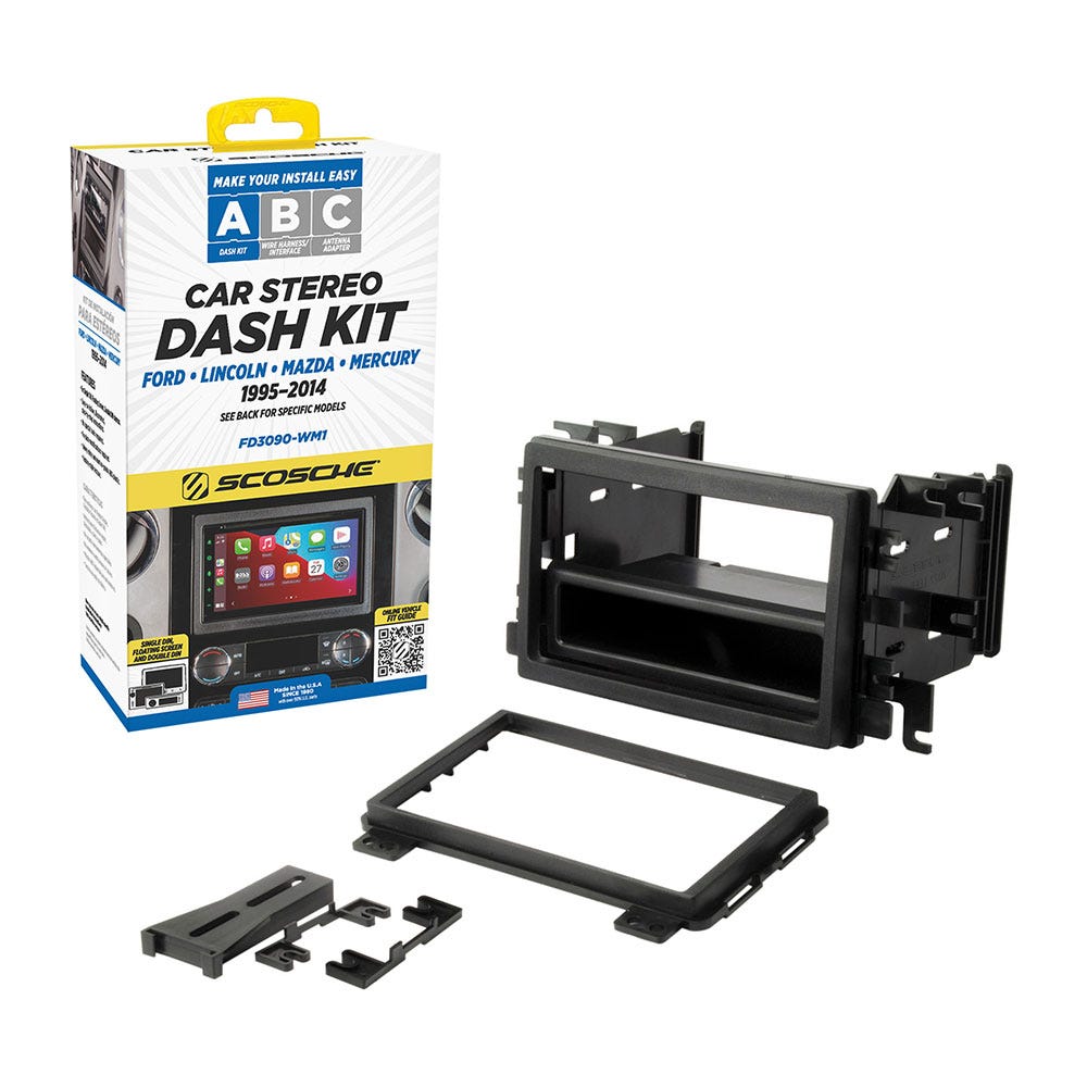 Scosche Double/Single DIN w/ Pocket Dash Kit Comp with 1995-2016 Ford/Lincoln/Mazda/Mercury FD3090-WM1