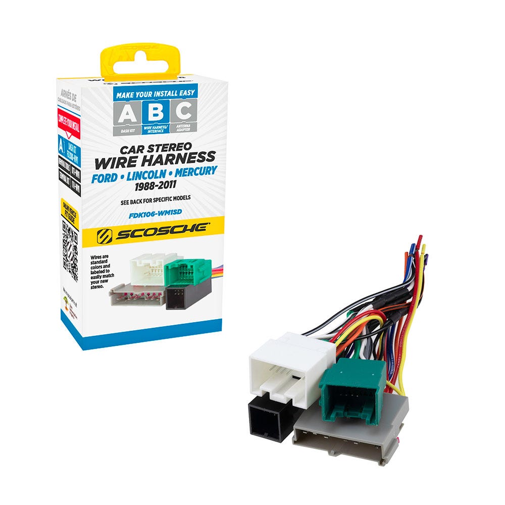 Scosche Wiring Harness Compatible with Select 1988-2011 Ford Lincoln Mazda Mercury & Nissan FDK106-WM1SD