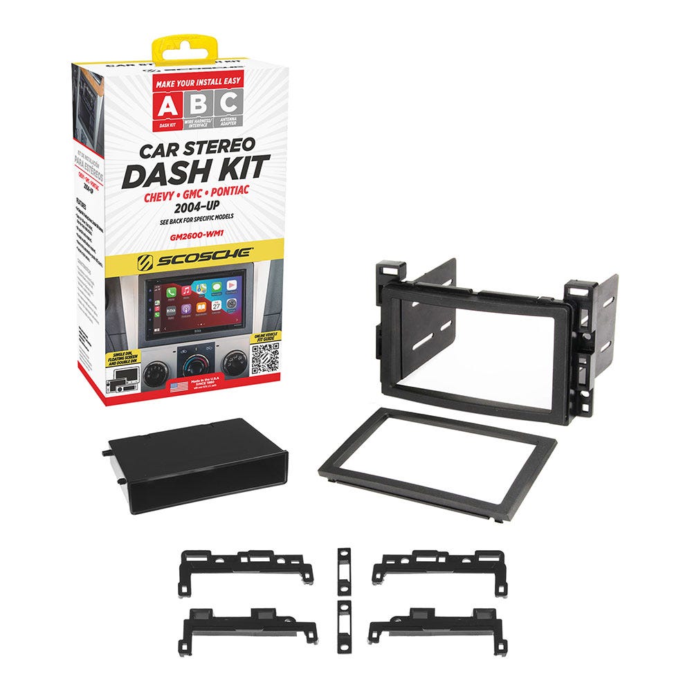 Scosche Double or Single DIN Dash Kit Compatible with 2004-2023 Buick/Chevy/GMC/Hummer/Saturn/Suzuki GM2600