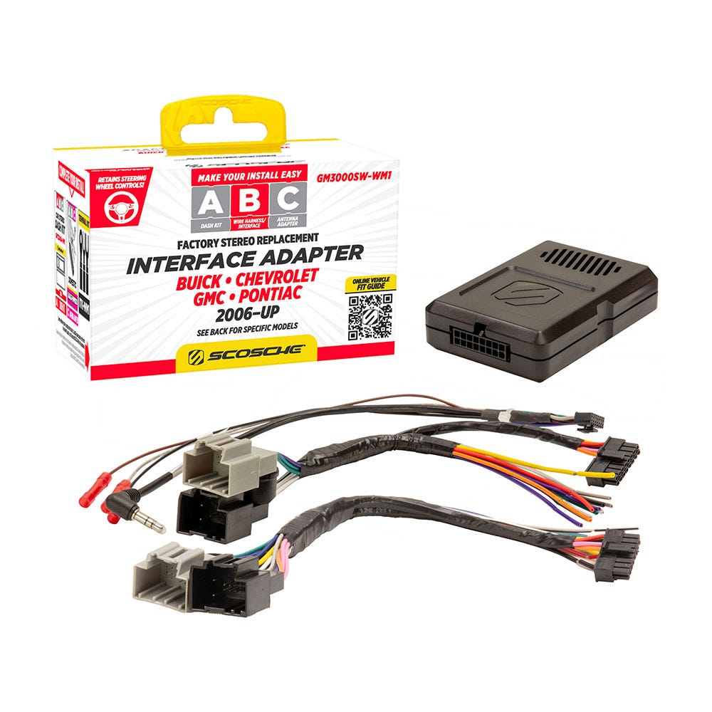 Scosche Wiring Harness Retains Steering Controls & Compatible with Select 2000-2013 GM GM3000SW-WM1