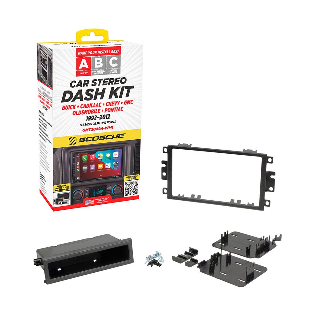 Scosche Double or Single DIN w/ Pocket Radio Dash Kit Compatible with 1994-2012 GM GMT2049A-WM1