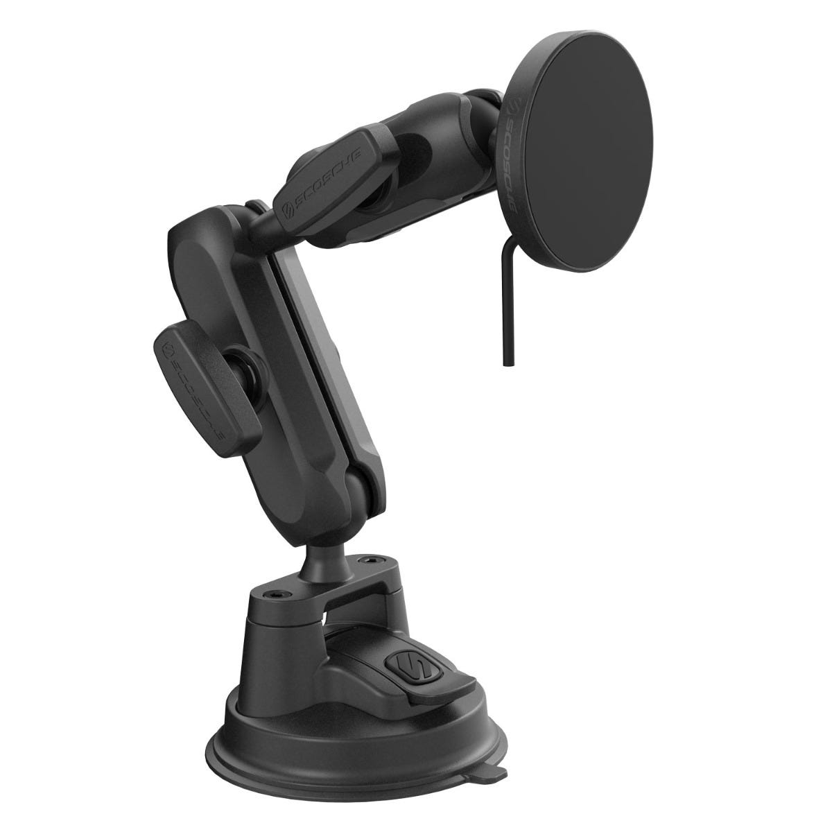 25W Wireless Charging Mount Head with Mount Arms Ball-to-Ball Adapter and Suction Cup Mount Base