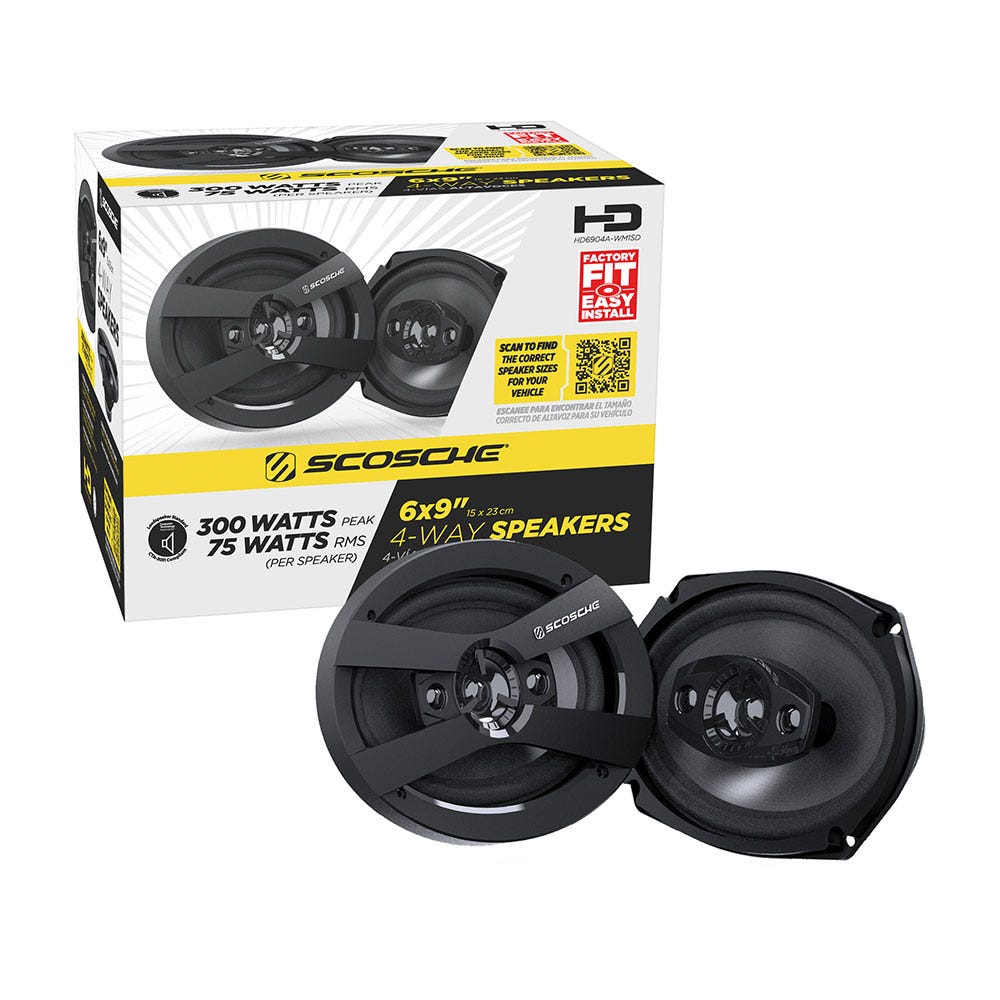 Scosche 6x9" 4-Way Car Audio Speaker Pair – 300W Peak Power – Precision HD Sound HD6904A-WM1SD"