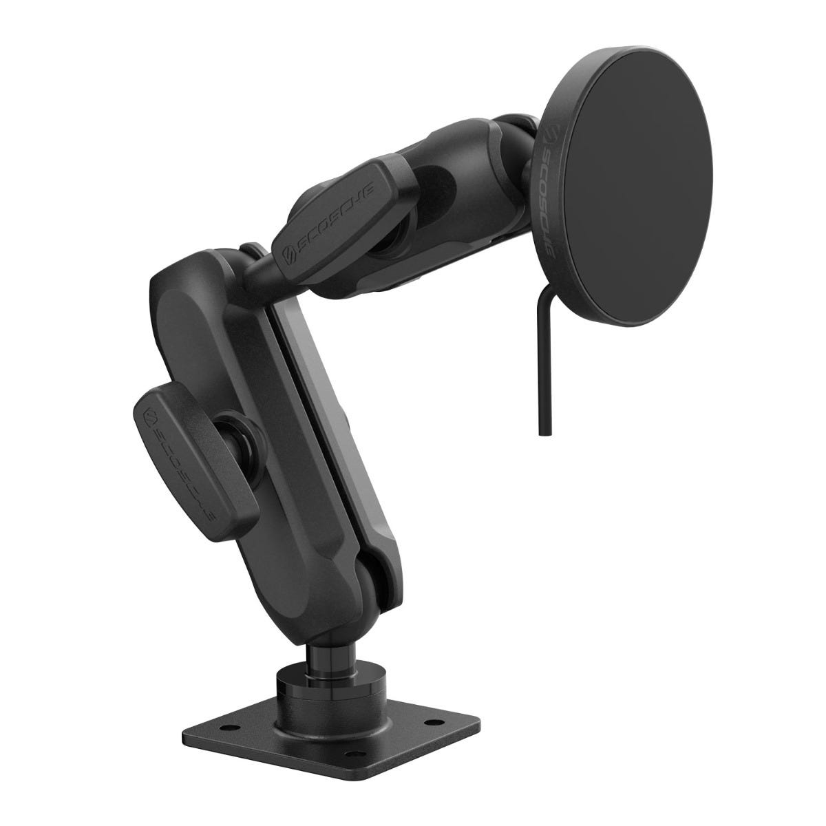 25W Wireless Charging Mount Head with Mount Arms Ball-to-Ball Adapter and Suction Cup Mount Base