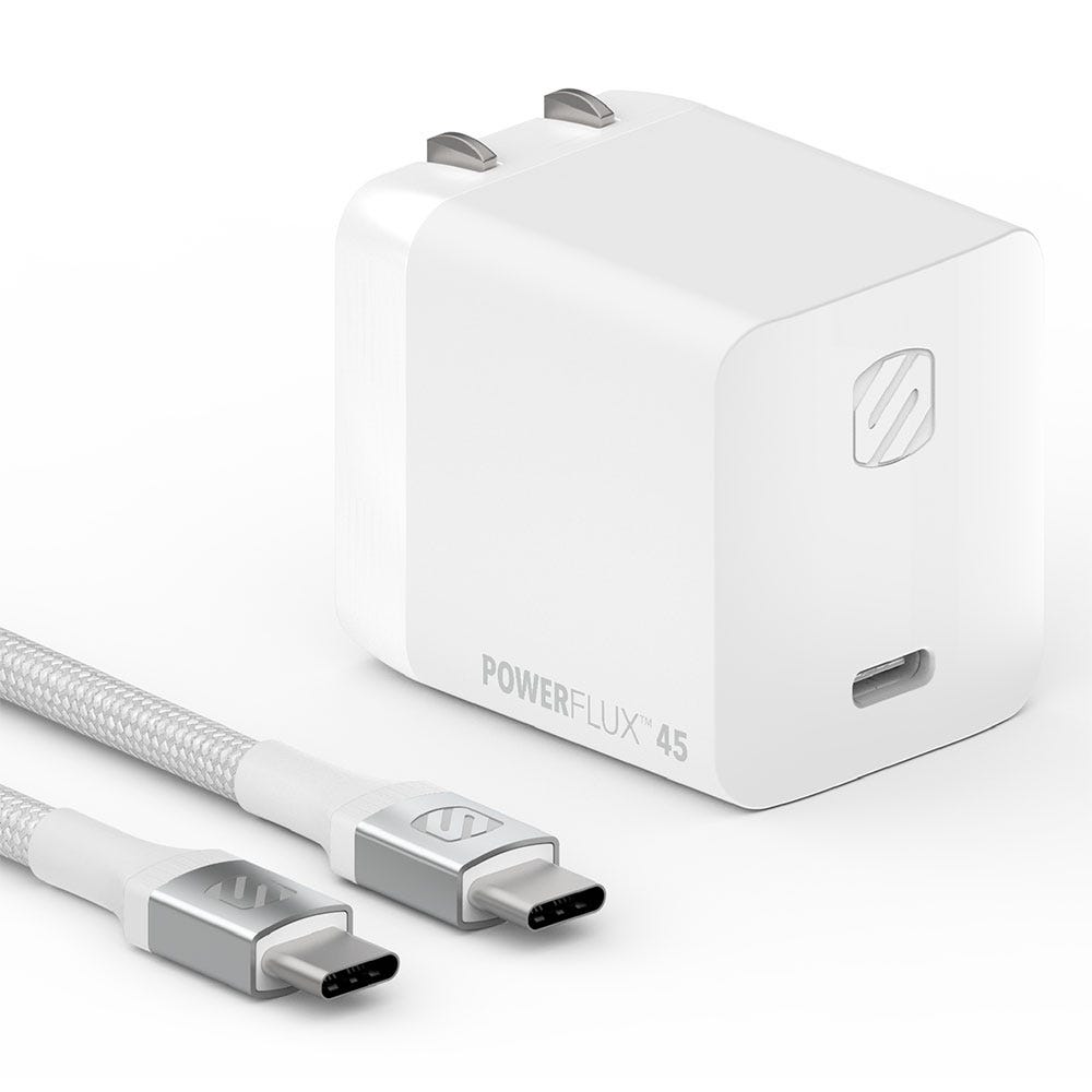 USB-C PD Fast Charger & 8Ft. Braided USB-C Charge & Sync Cable White