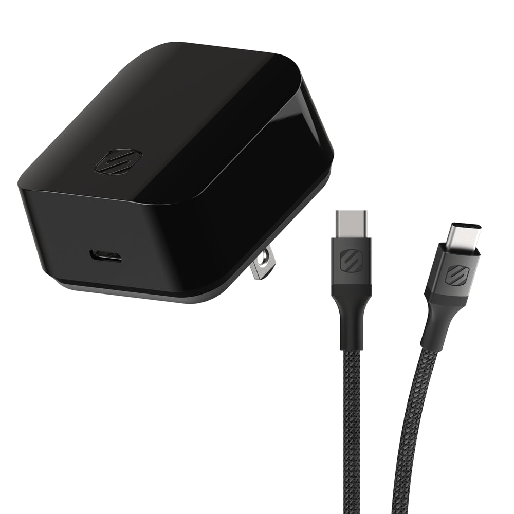 Powervolt 60W USB Type-C Black Wall Charger with USB-C to USB-C Charge & Sync Braided Space Gray 10-ft. Cable