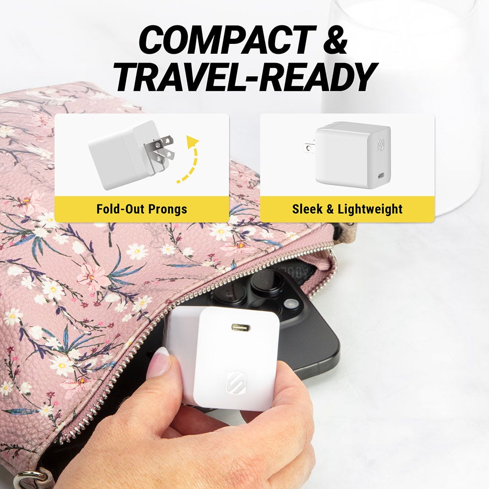 Compact and travel-ready. Fold-out prongs. Sleek and lightweight.