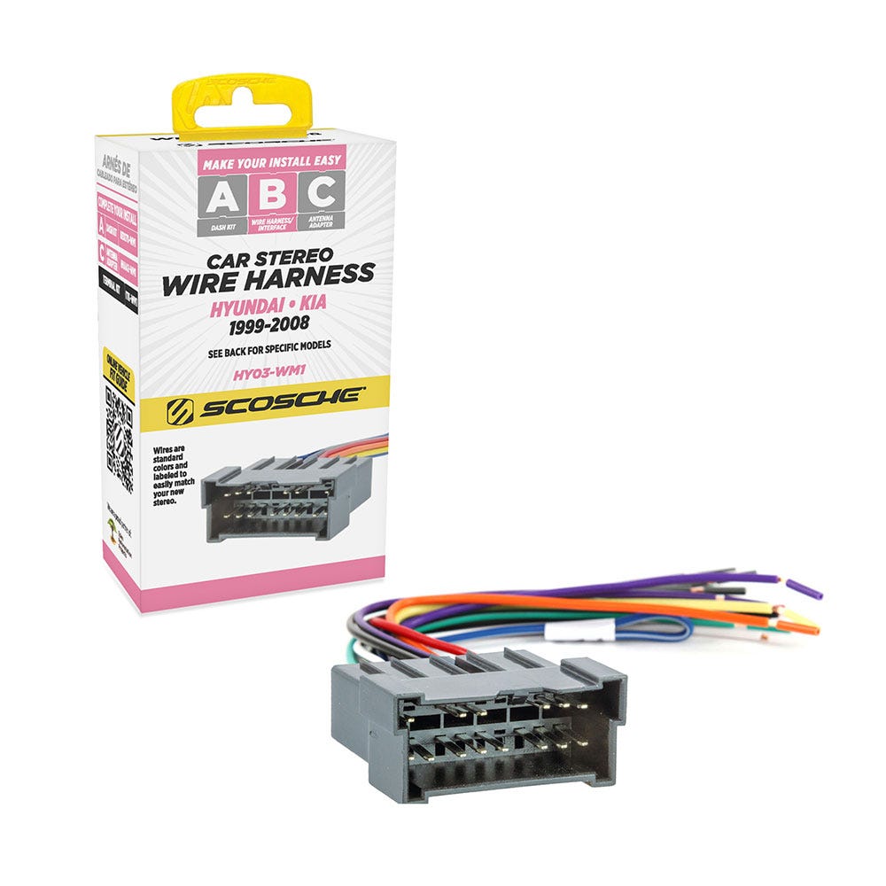 Scosche Wiring Harness Compatible with Select 1999-2008 Hyundai and Kia Vehicles HY03-WM1