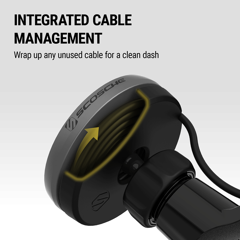 Integrated cable management. wrap up any unused cable for a clean dash.