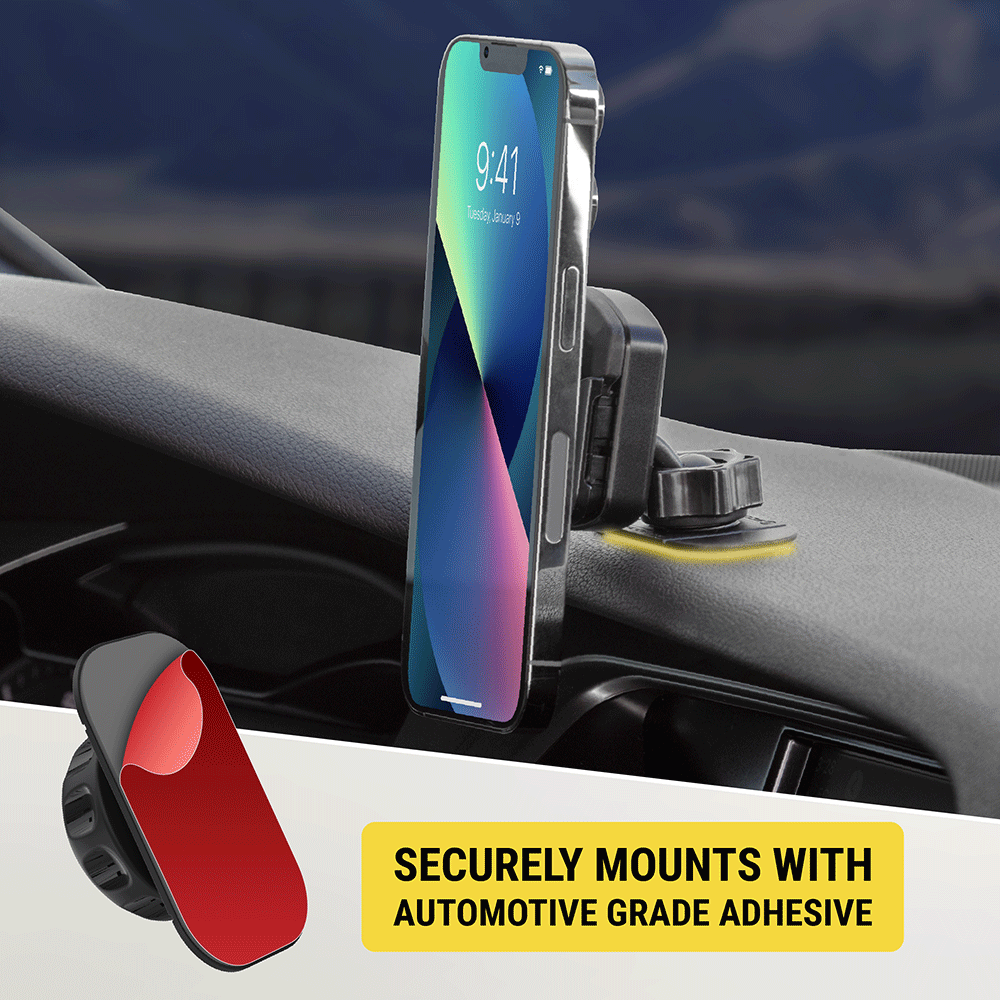 securely mounts with automotive grade adhesive