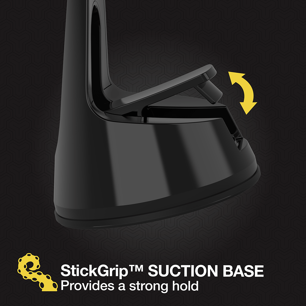 StickGrip suction base provides a strong hold