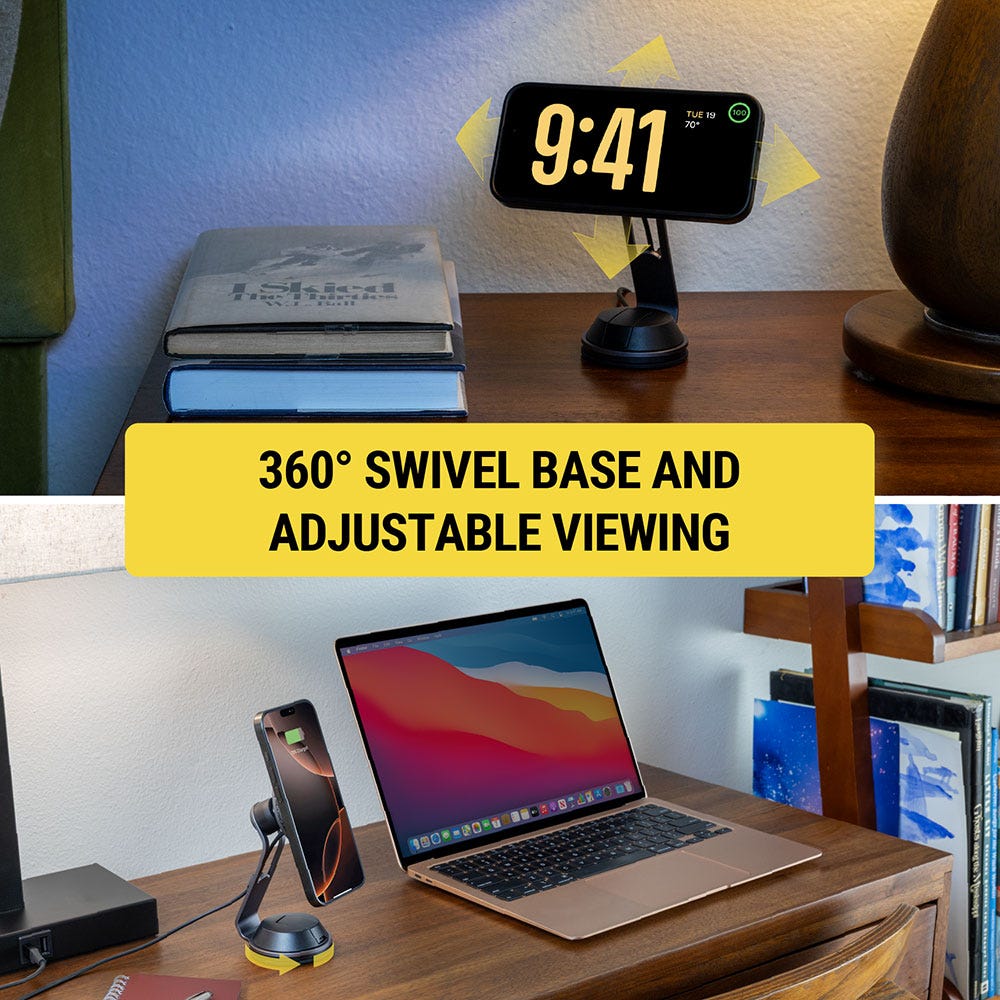 360 degree swivel base and adjustable viewing.