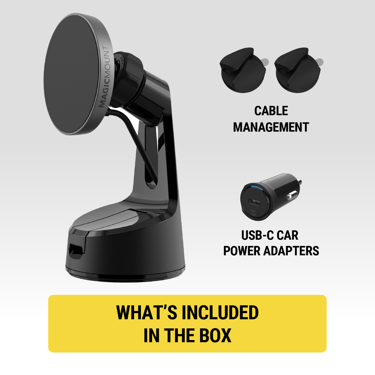 What's included: USB-C charger and cable cable management clips