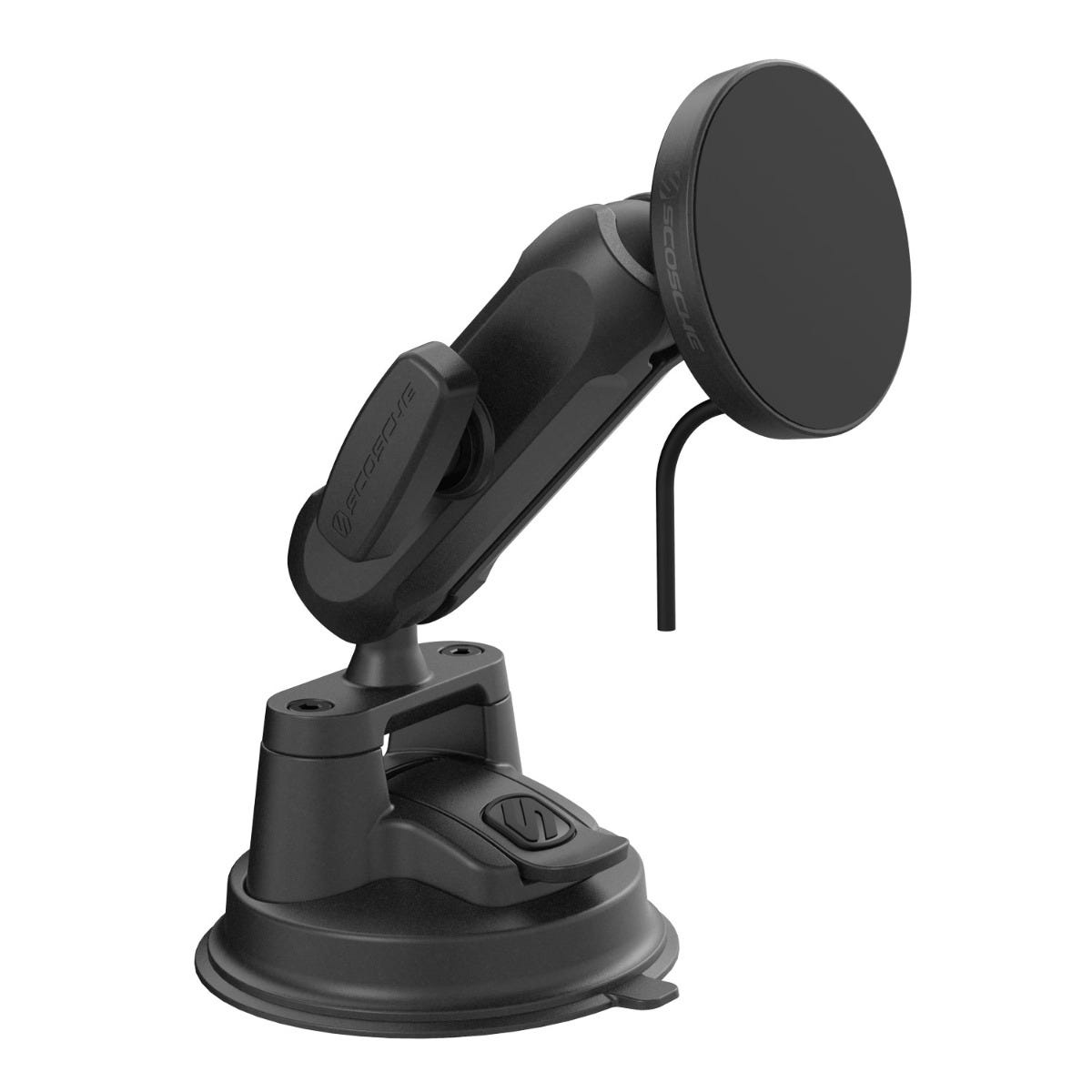 25W Wireless Charging Mount Head with Dual-Socket Mount Arm (Medium) & Suction Cup Base Phone Mount Bundle