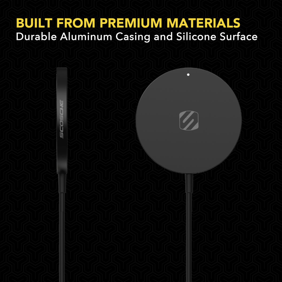 Built from premium materials. Durable aluminum casing and silicone surface.