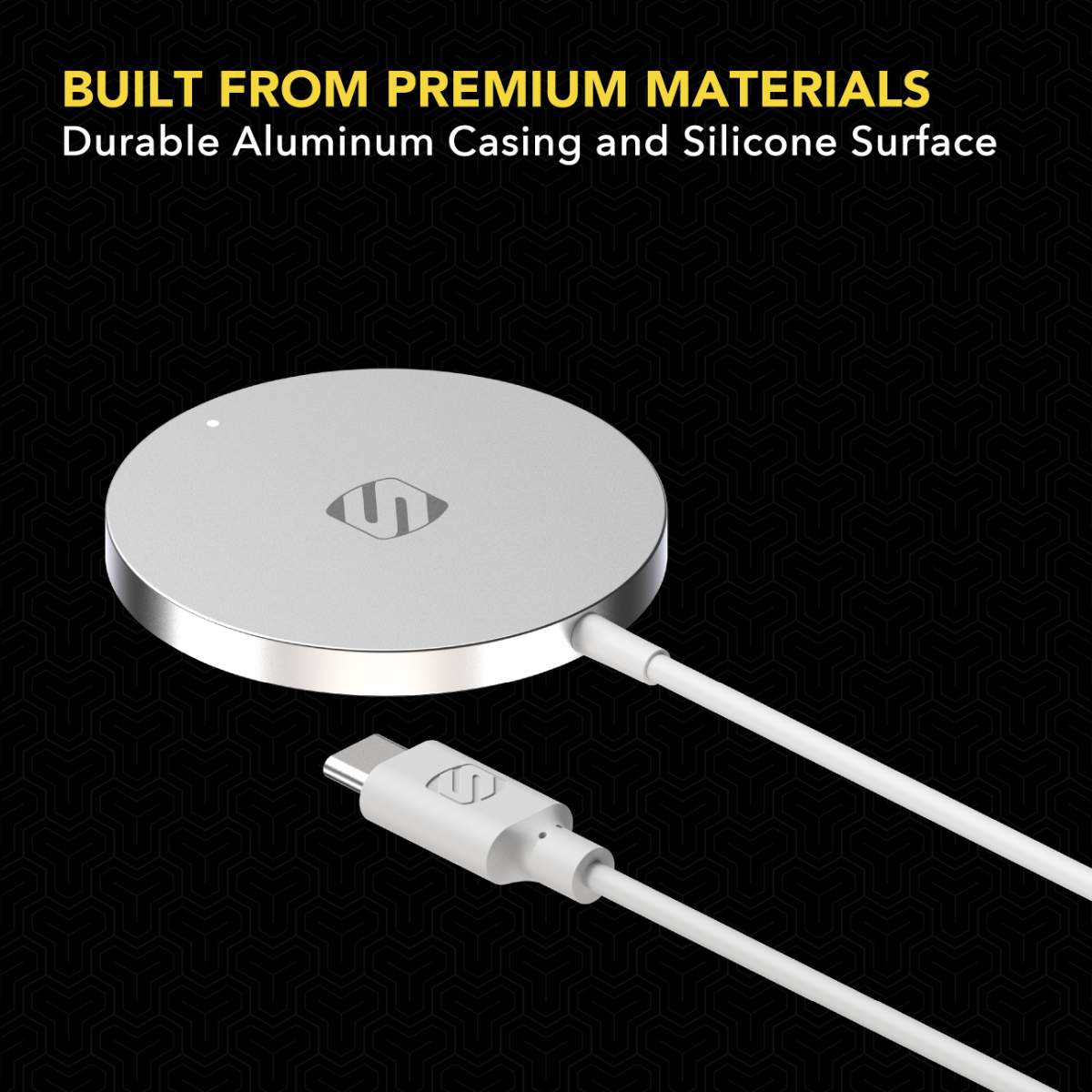 Built from premium materials. Durable aluminum casing and silicone surface.