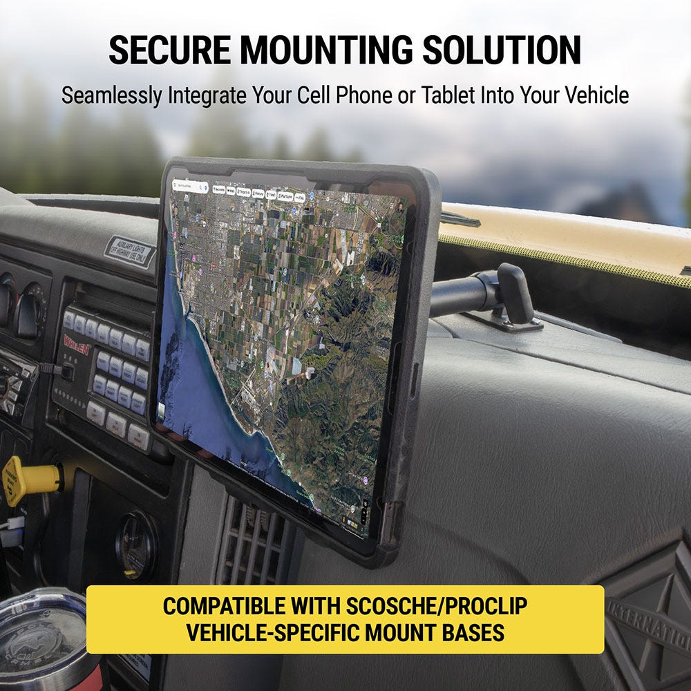 Secure mounting solution. Seamlessly integrate your cell phone or tablet into your vehicle. Compatible with Scosche/ProClip vehicle=specific mount bases.