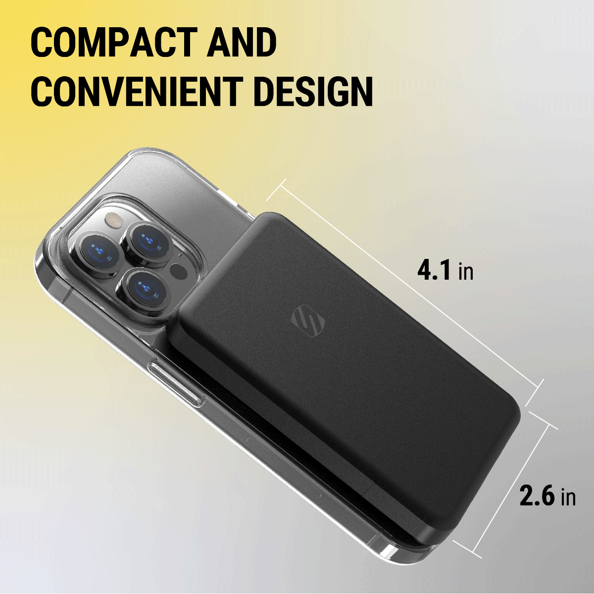 Compact and convenient design. Measures 4.1 inches by 2.6 inches.
