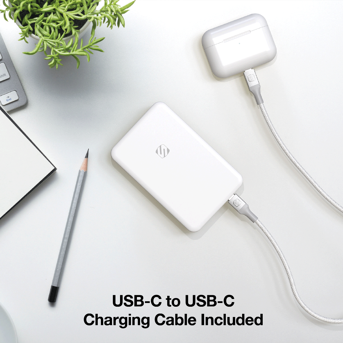 USB-C to USB-C charging cable included.
