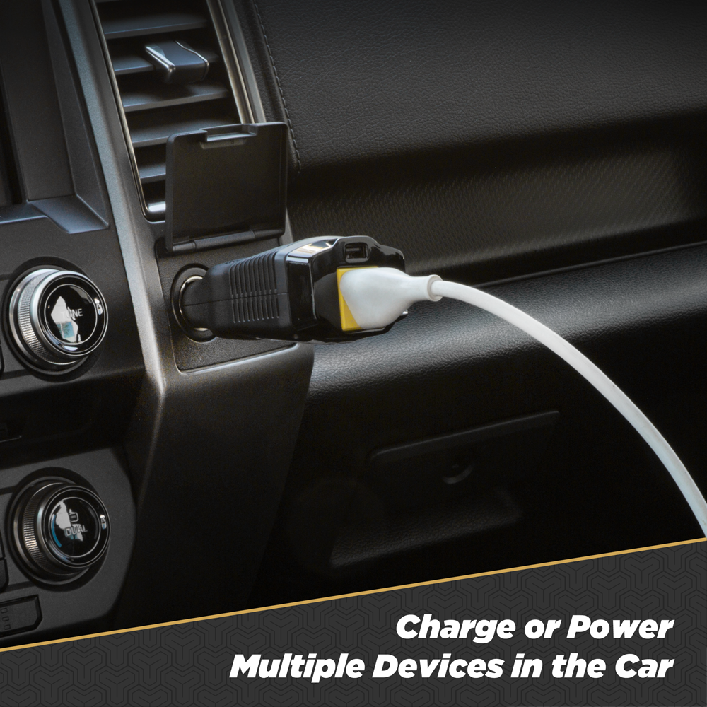image of power inverter for vehicles connected to a laptop