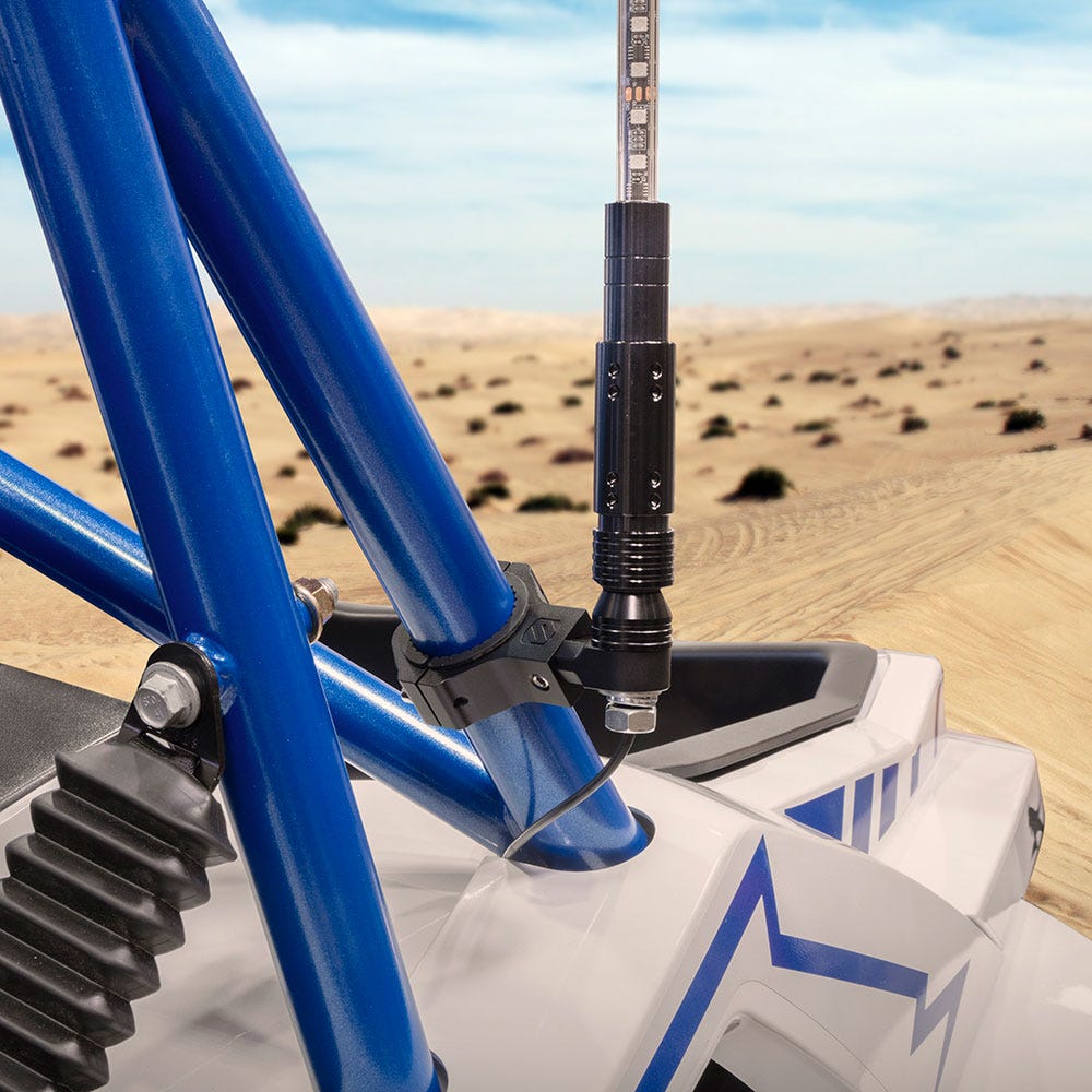 Universal Adjustable Mount for Off-Road Vehicles holding antenna close up