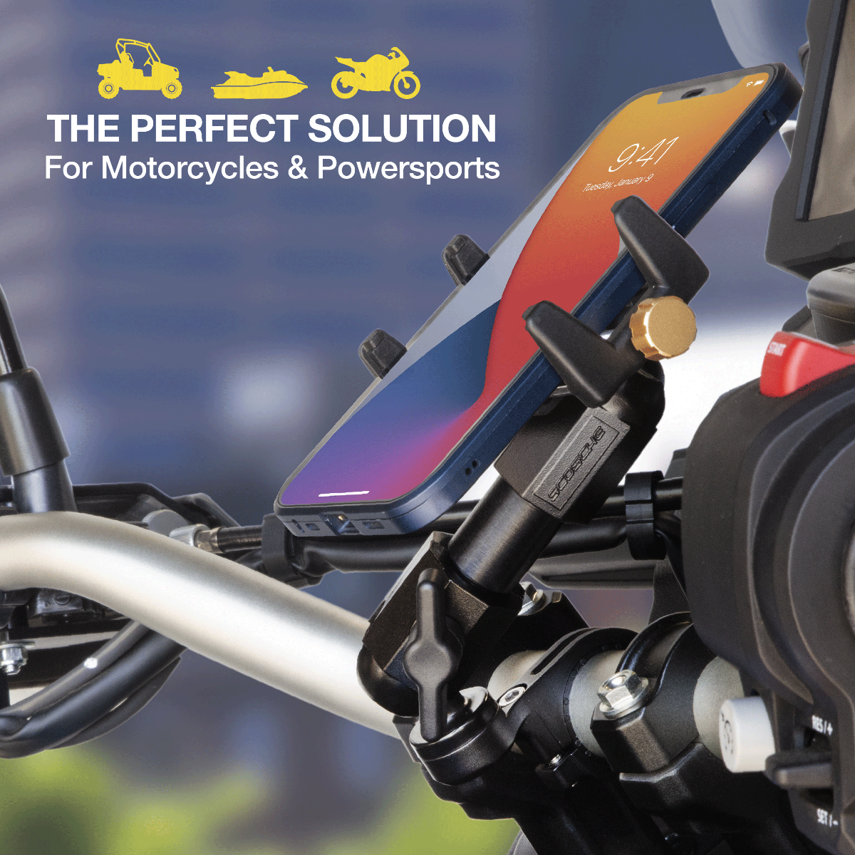 TerraClamp™ Handlebar Device Mount is the perfect solution for motorcycles & powersports.