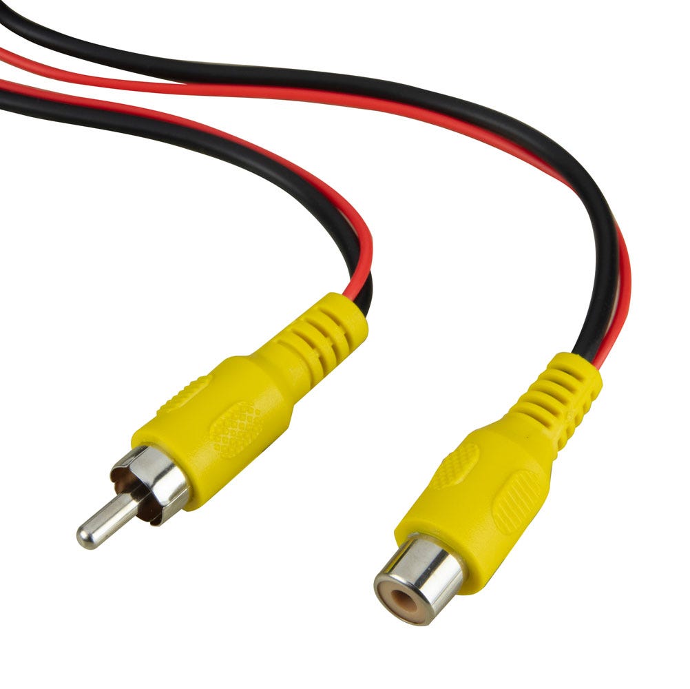 Close-up of male and female RCA connections