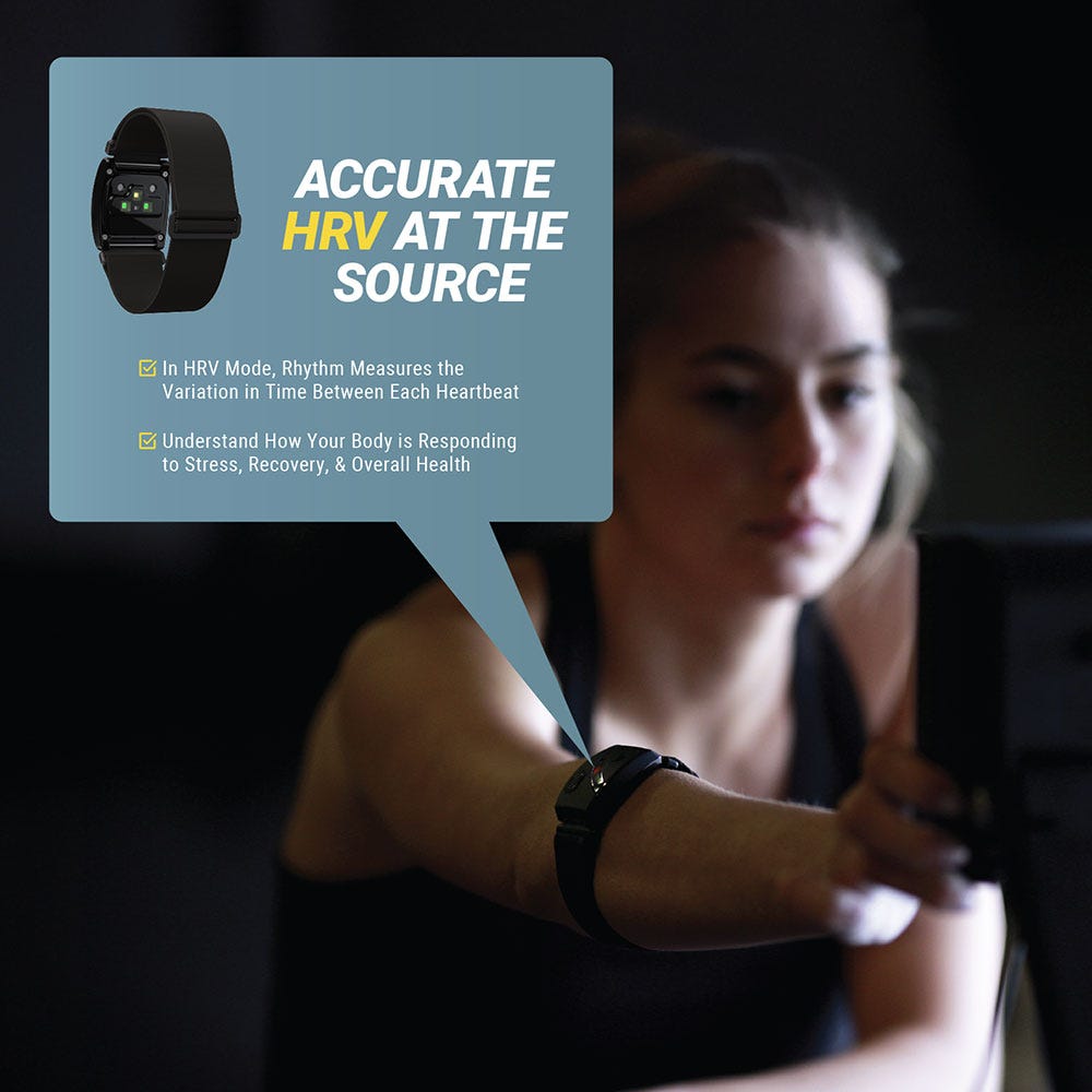 Accurate HRV at the source. In HRV mode Rhythm measures the variation in time between each heartbeat. Understand how your body is responding to stress recovery and overall health.