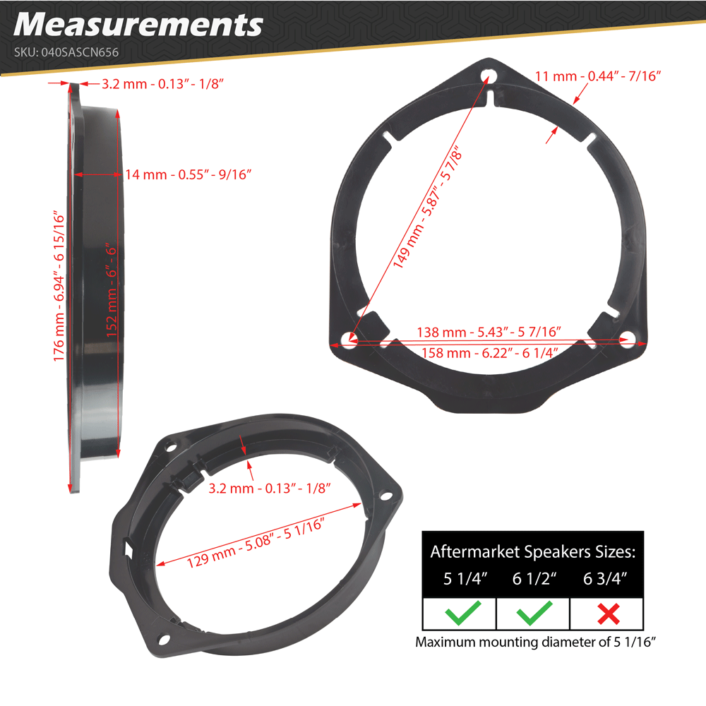 5.25 - 6.5" Speaker Adapters (1 Pair)"