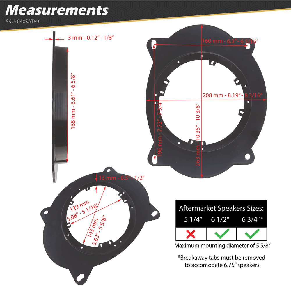 Lexus & Toyota Vehicles 6.5” - 6.75” Speaker Adapters (1 Pair)