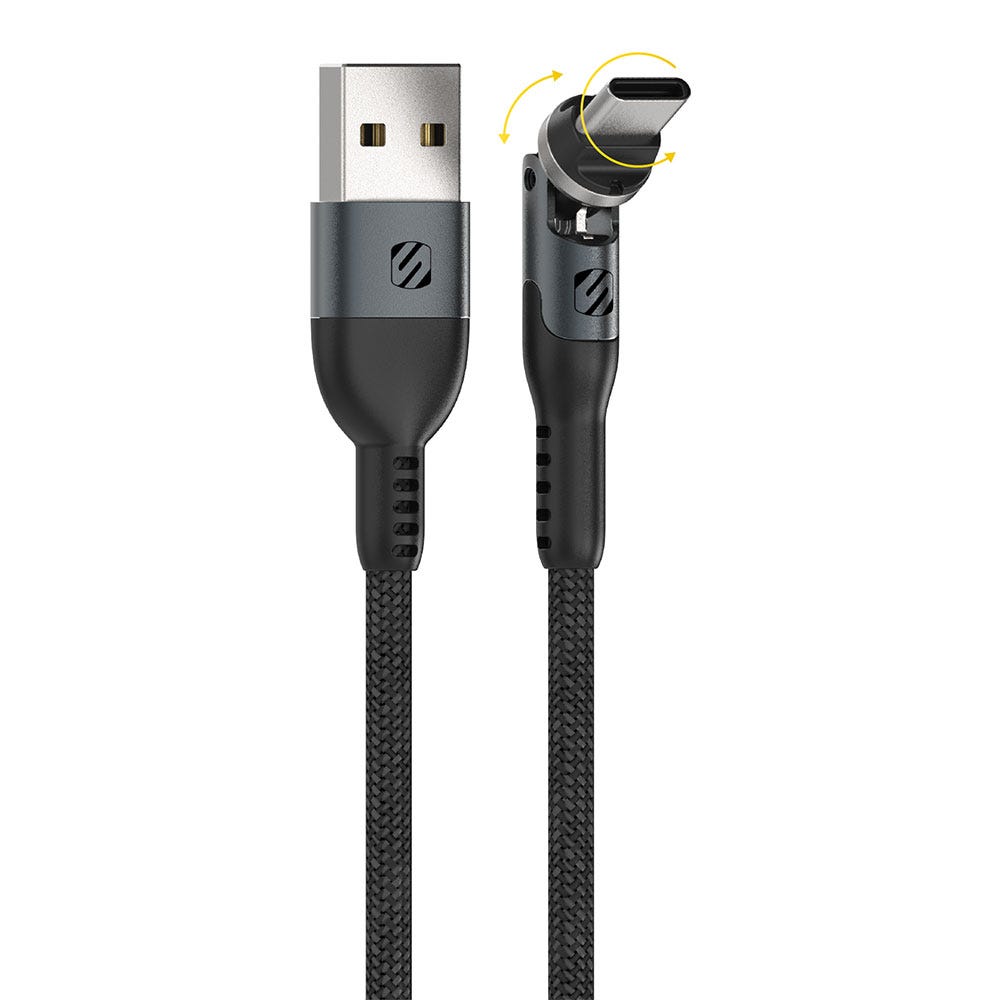 Pivoting USB-C to USB-A 4-Ft. Braided Charging Cable
