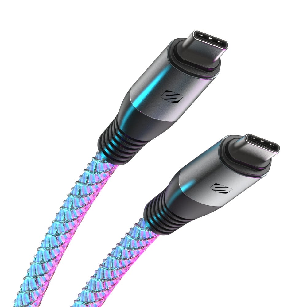 Multicolor Glowing LED USB-C 3-Ft. Charging Cable