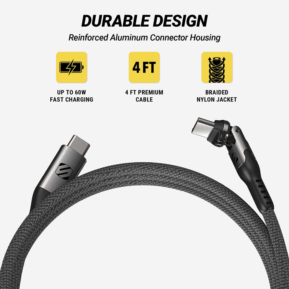 Durable design. Reinforced Aluminum connector housing. Up to 60W fast charging 4 foot premium cable Braided Nylon jacket.