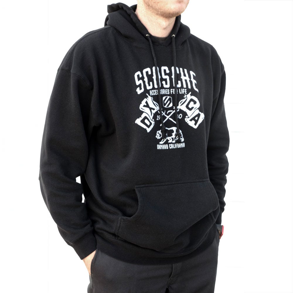 man wearing sweatshirt from a 45° angle