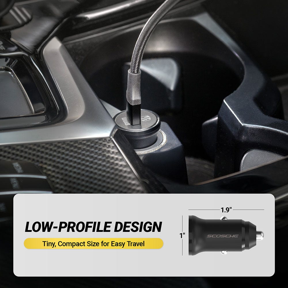 Low-profile design. Tiny compact size for easy travel. Measures 1 inch by 1.9 inches